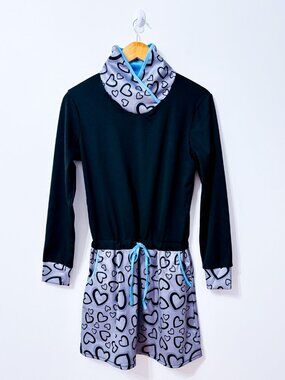 MISSLOOK Black Heart Print Dress | Cowl Neck Y2K Playful | Small